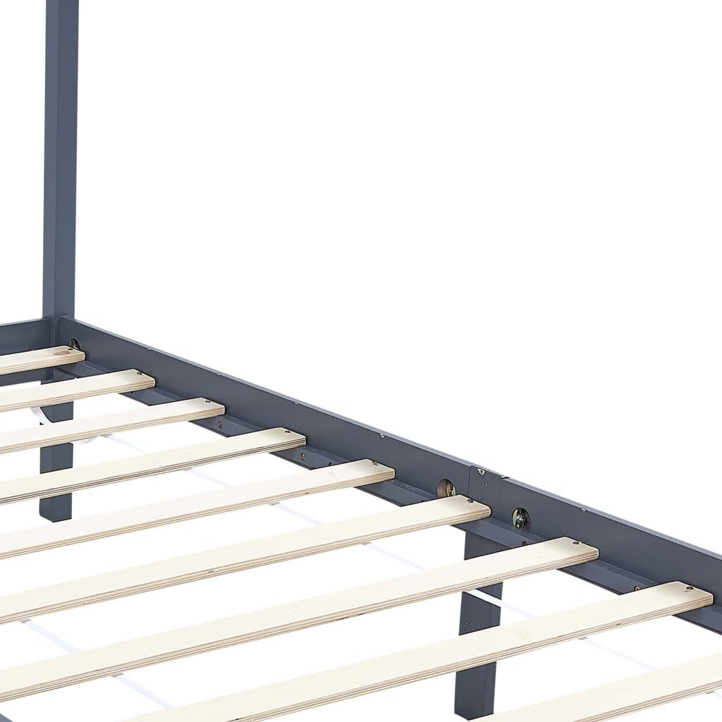 Canopy Bed Frame with 4 Drawers Grey Solid Pine Wood 160x200 cm